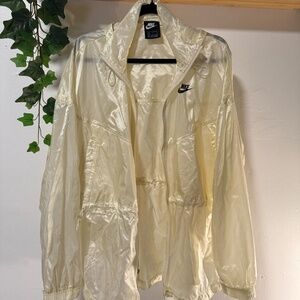 Nike Sheer Hooded Windbreaker Jacket – Cream/Ivory – Size Large